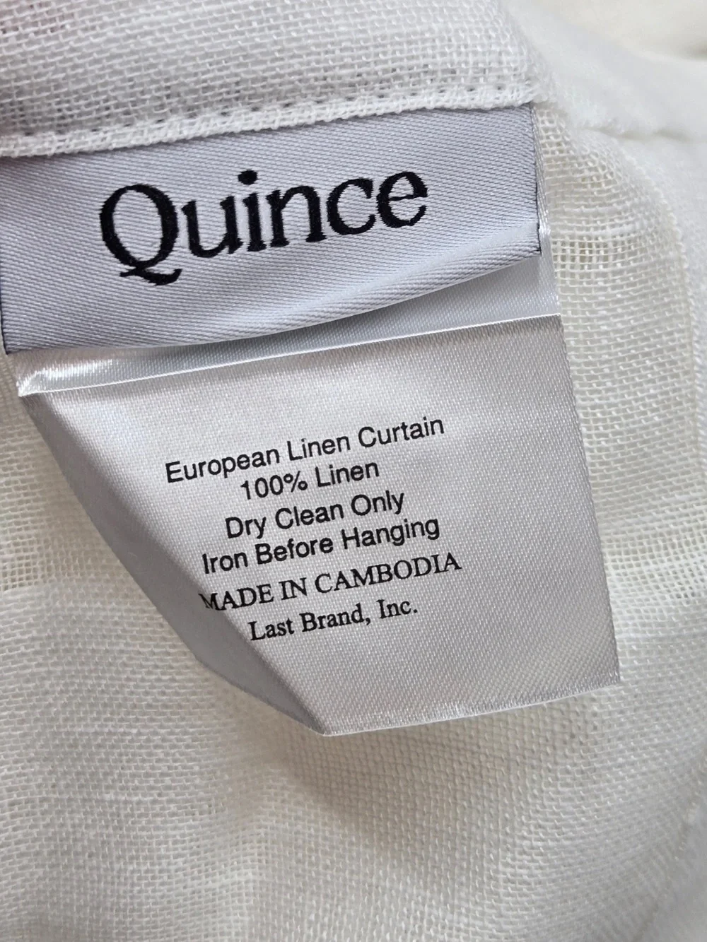 NWT QUINCE Set Of 2 48x84 European Linen Sheer Curtains White 9623